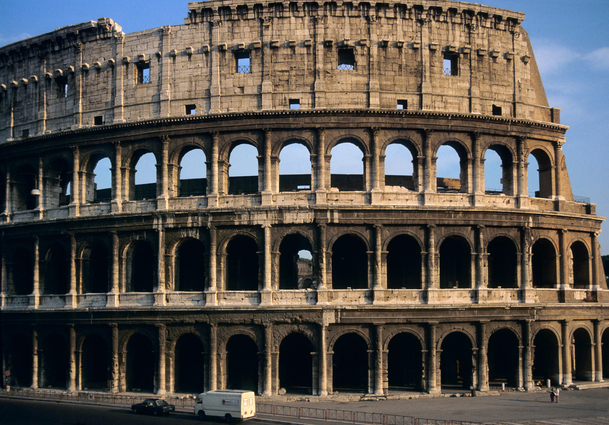 The Colosseum in Rome. This amphitheater was built in 75-80 CE under the Flavian Emperors Vespasian and Titus.