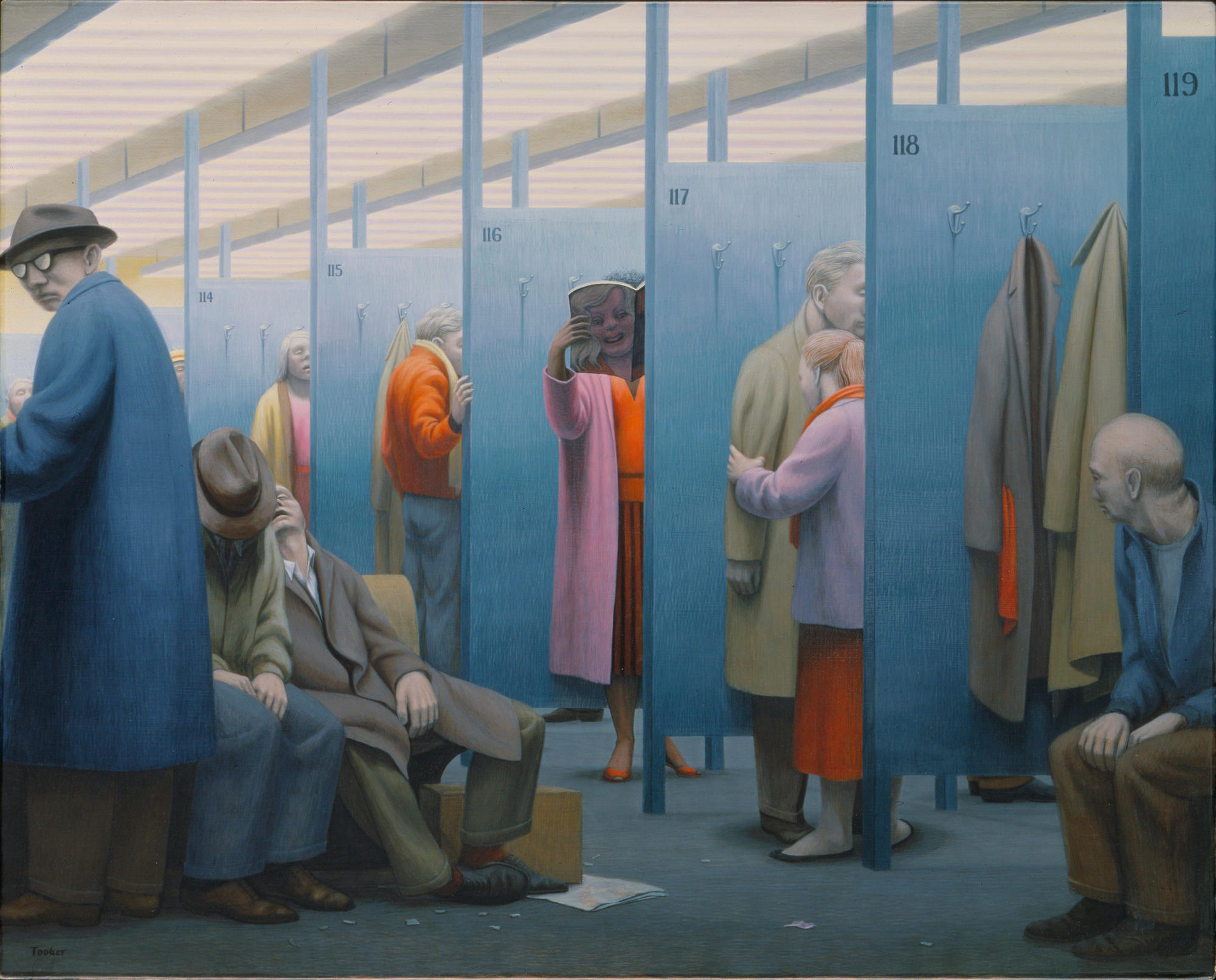 The Waiting Room, 1959. Egg tempera on wood, 24 x 30 in. (61 x 76.2 cm). Gift of S.C. Johnson & Son, Inc. (1969.47.43).